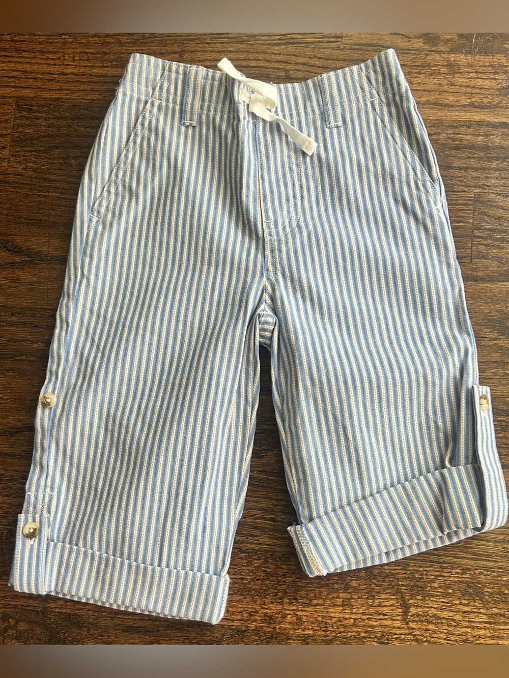 Boys JANIE & JACK Sz 18 24m Roll Up Deck Pants Summer Blues Striped